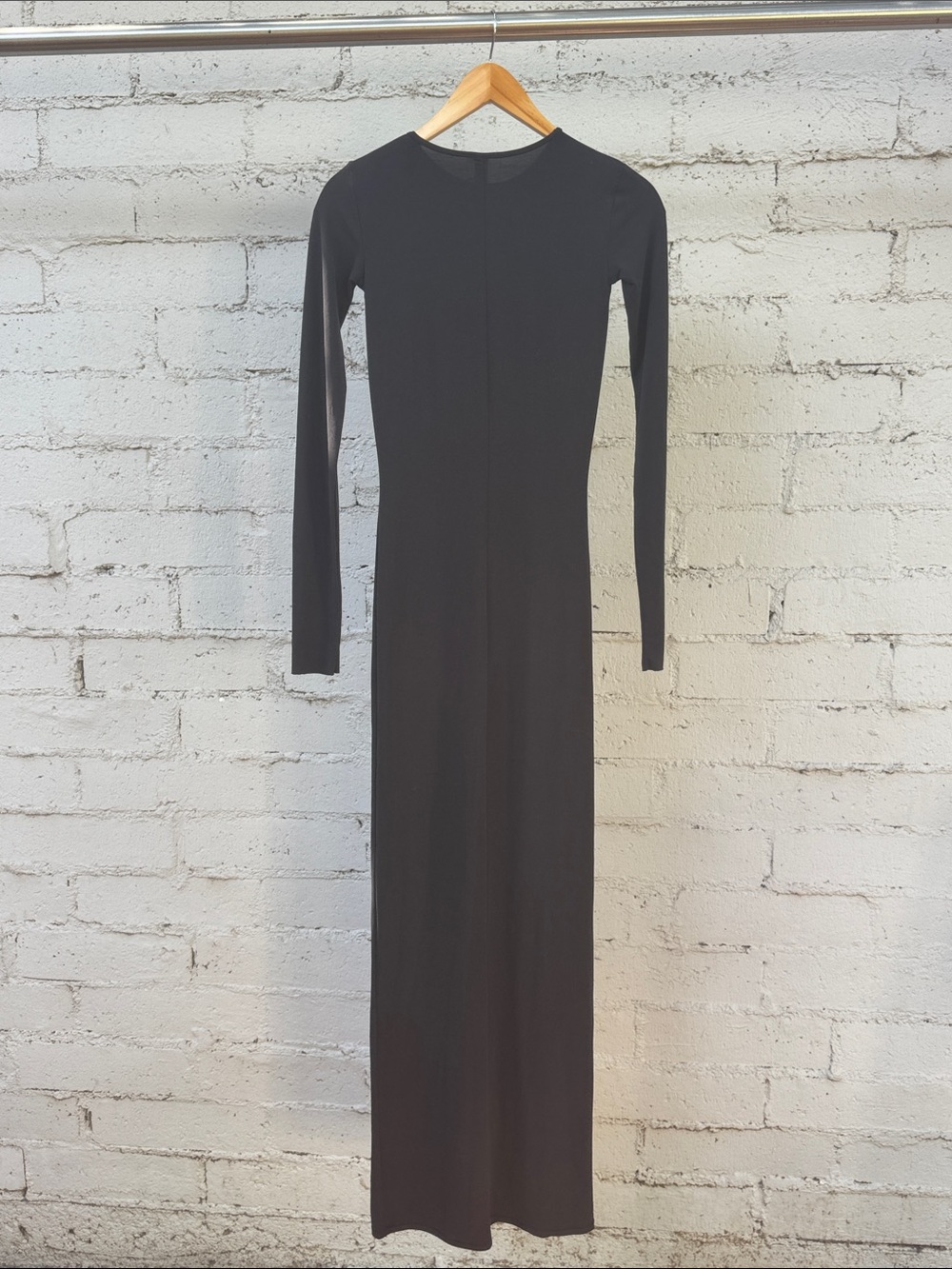 SKIMS Smooth Lounge Crew Neck Long Sleeve Dress AP-DRS-2046 Onyx Black Size XS - Picture 6 of 9